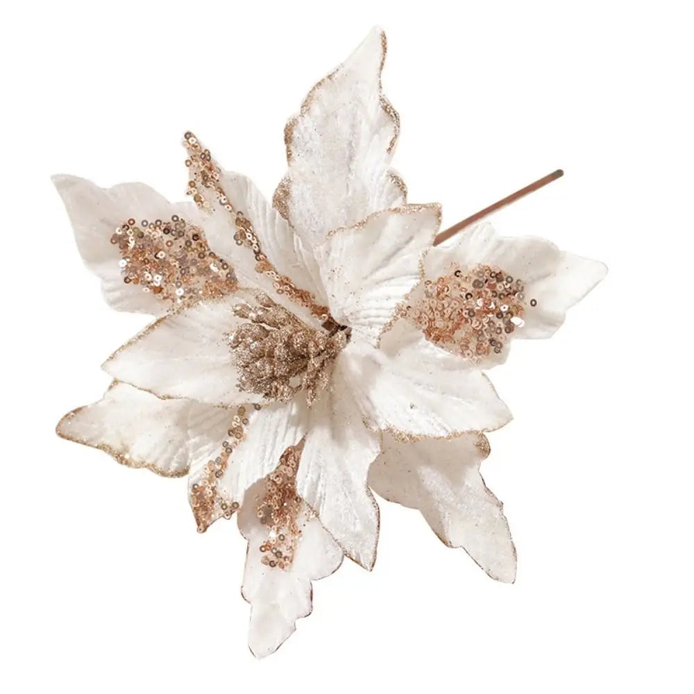 Fiore di Natale artificiale unico e bellissimo, con glitter da appendere, 4 colori