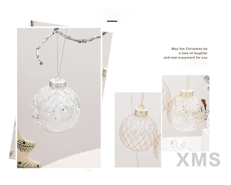 Set di palline di Natale per feste infrangibili trasparenti da 8 cm.