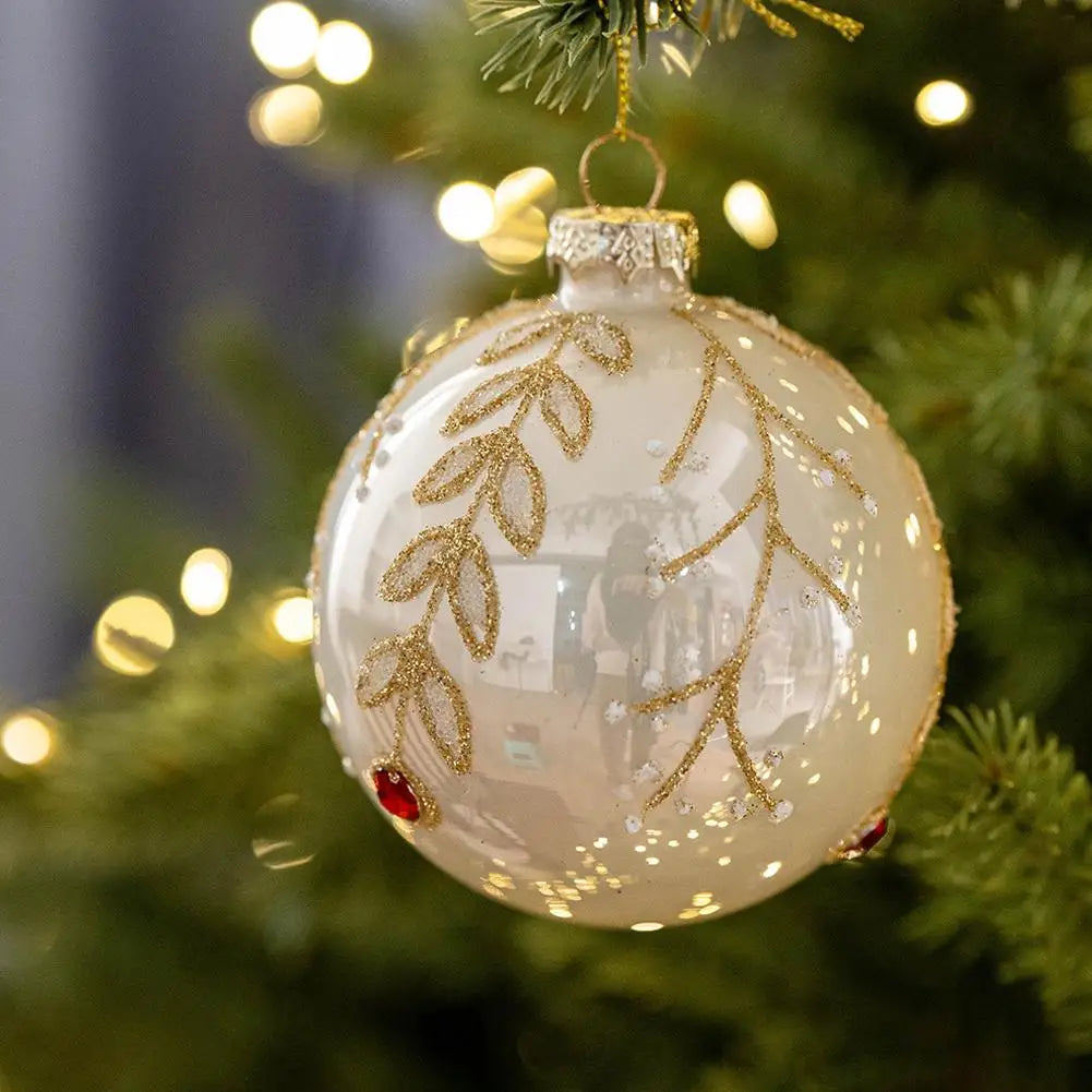 Decorazioni per l'albero di Natale, palline di vetro glitterate.