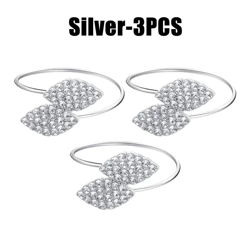 Anelli per tovaglioli con foglie, eleganti decorazioni da tavola in foglia d'oro.