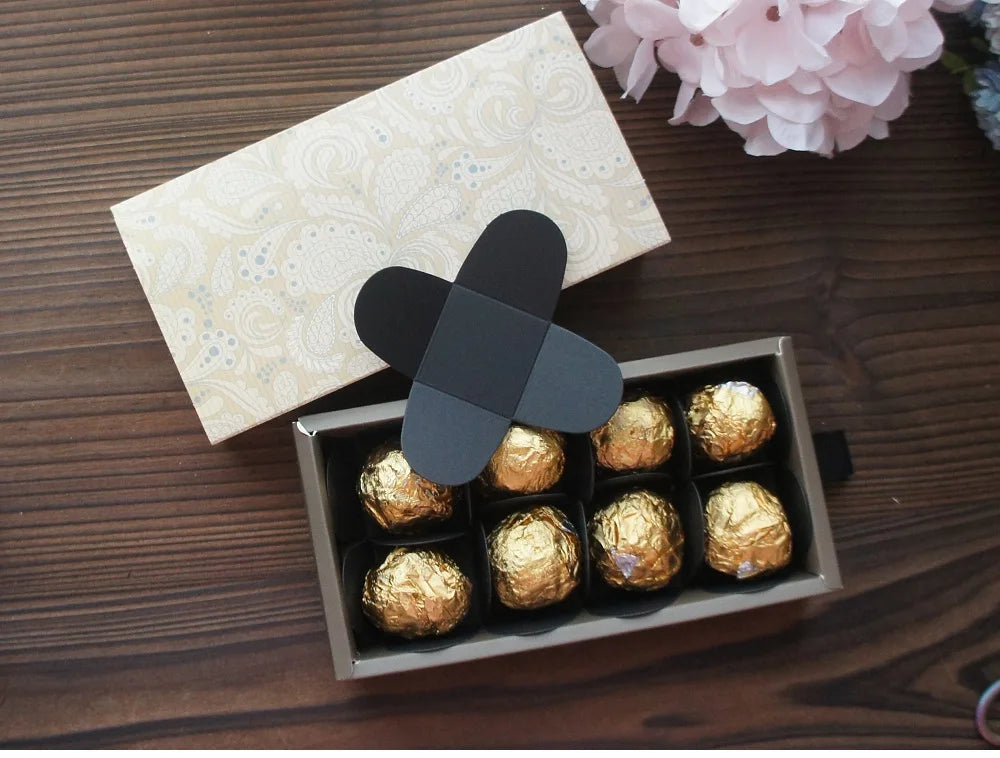 Elegante confezione regalo con motivo floreale blu e giallo, 3 misure, 10 pezzi