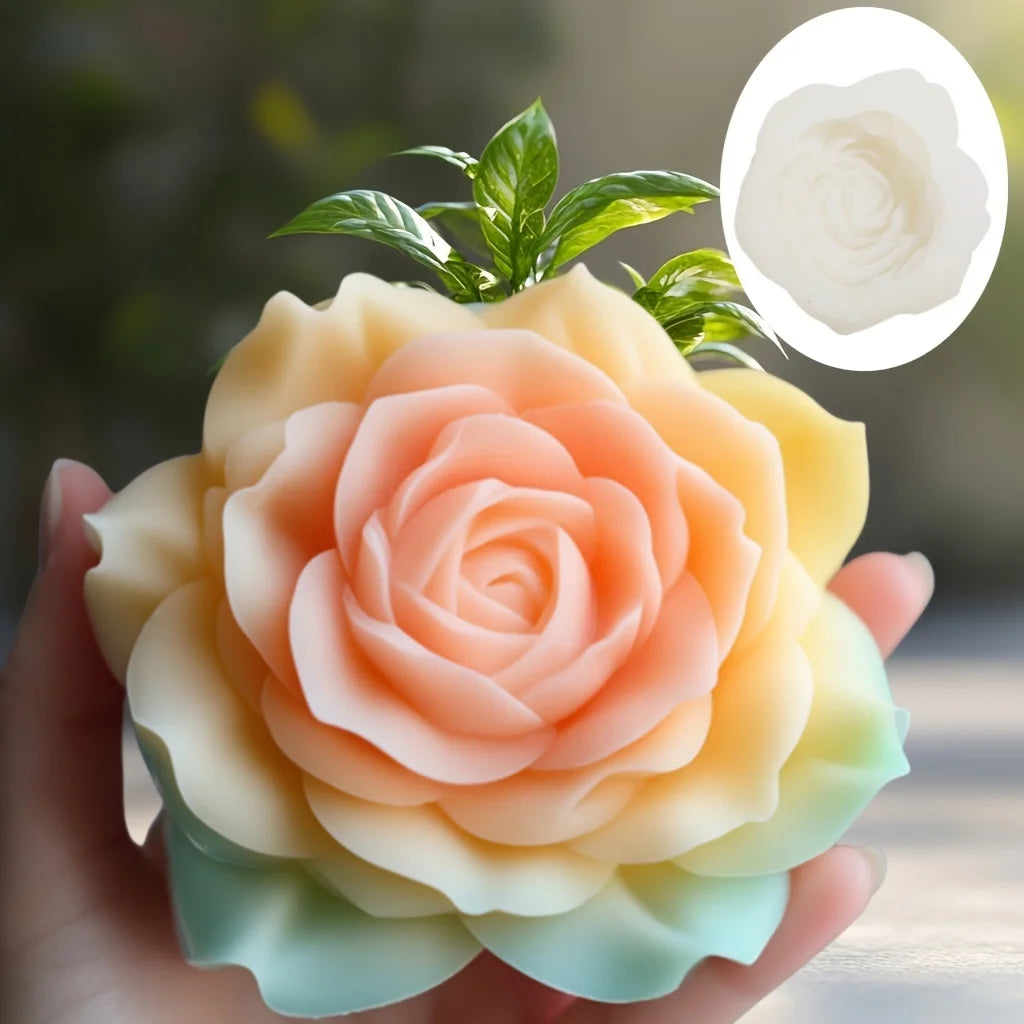 Grande stampo in silicone 3D per candela a forma di fiore di peonia