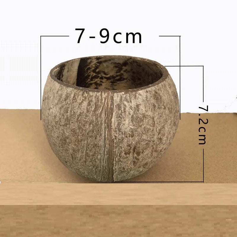 Ciotola per candela in cocco naturale, ciotola per candela in cocco retrò