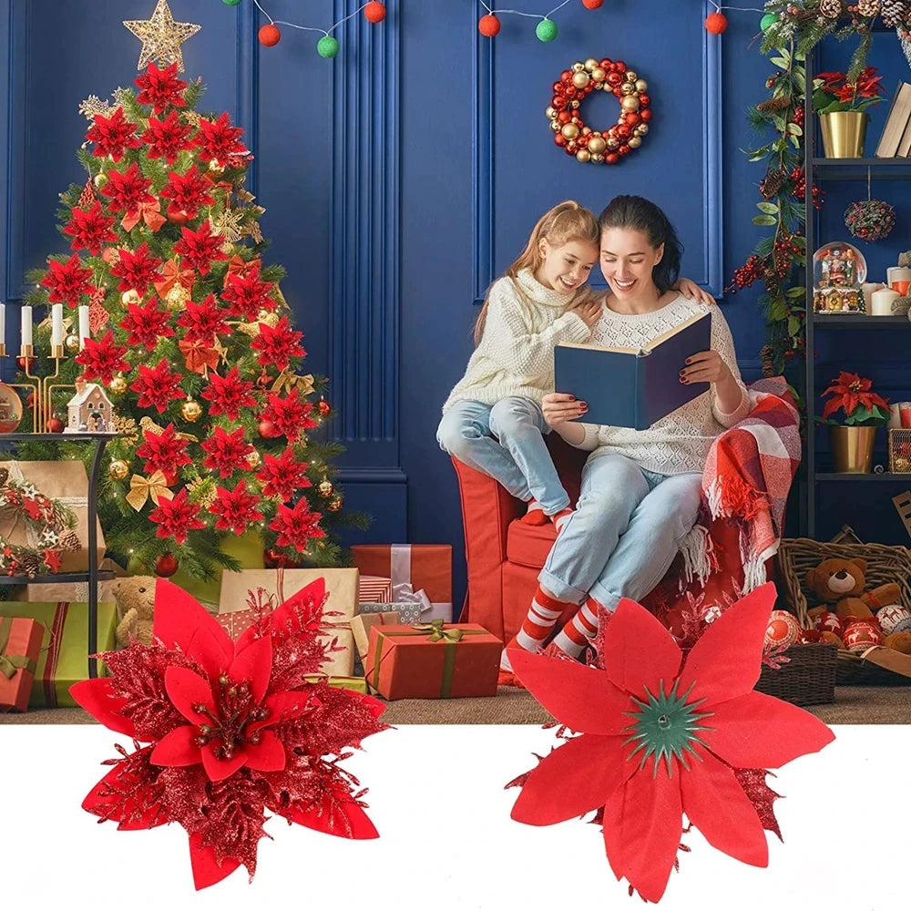 Decorazioni floreali artificiali di alta qualità per il Natale.