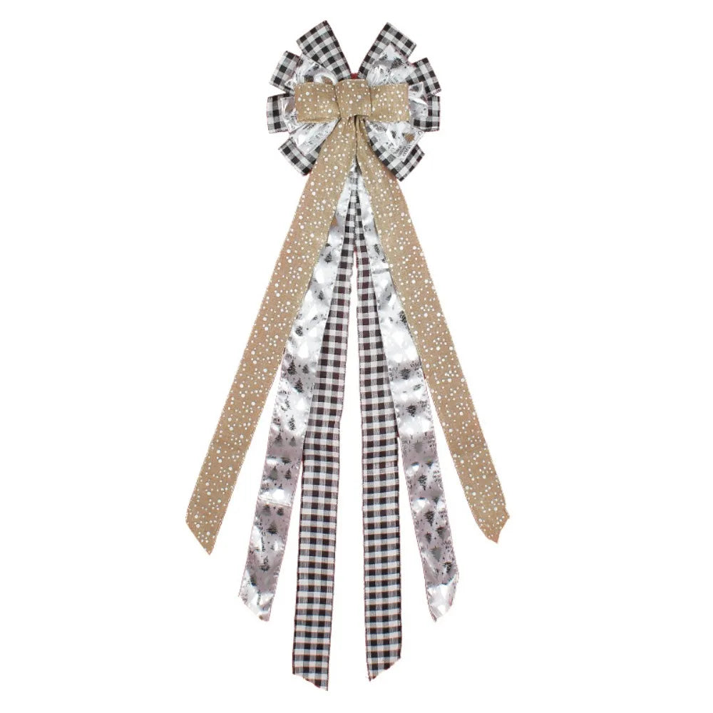 Decorazione per albero di Natale con fiocco appeso a nastro lungo