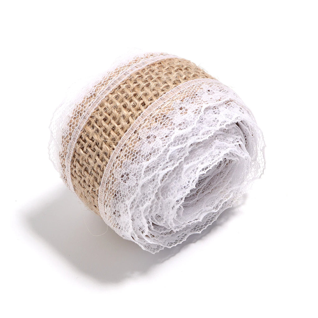 Natural ﻿Lace Linen Jute Ribbons 2 yards/roll.
