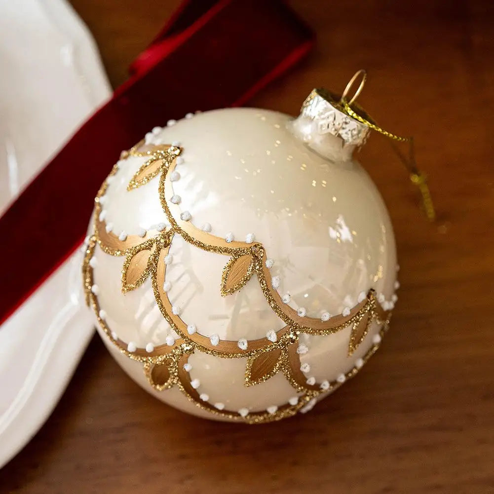 Decorazioni per l'albero di Natale, palline di vetro glitterate.