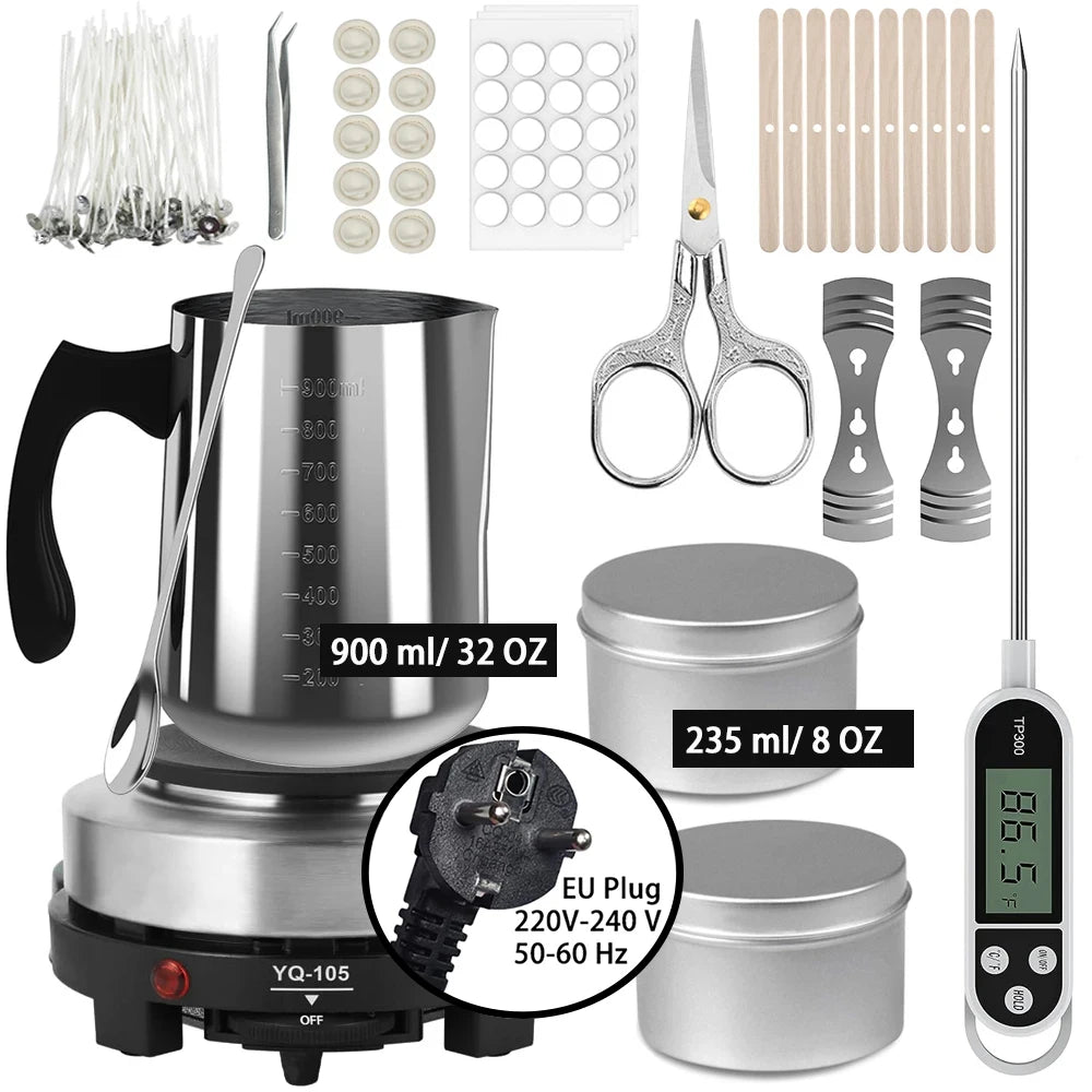 Kit per la fabbricazione di candele con fornello elettronico da 500 W, set di strumenti per principianti con crogiolo
