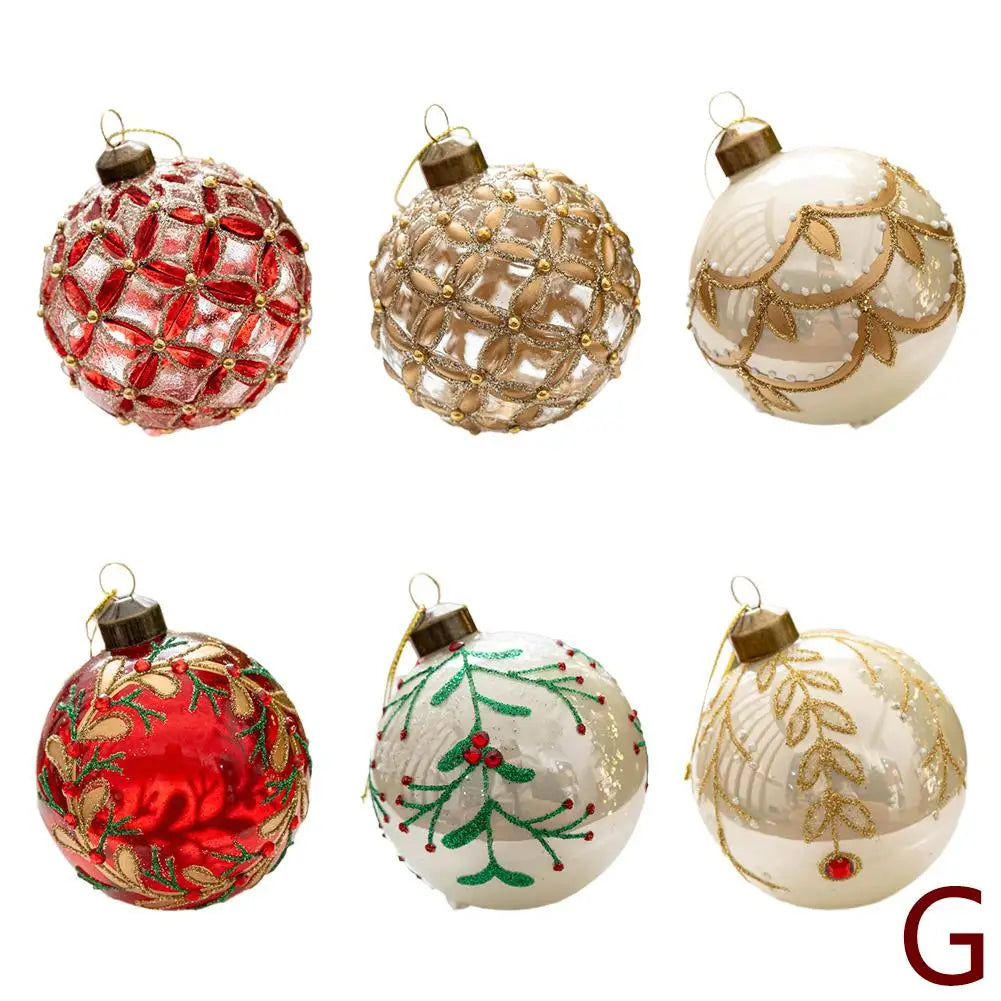 Decorazioni per l'albero di Natale, palline di vetro glitterate.