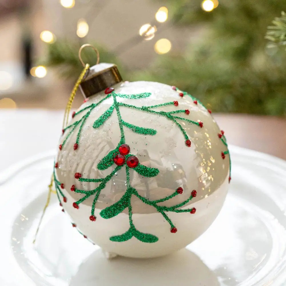 Decorazioni per l'albero di Natale, palline di vetro glitterate.