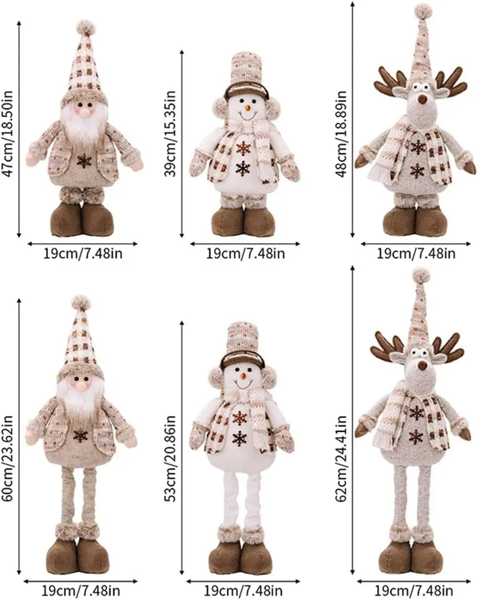 Bambole di peluche a forma di Babbo Natale, pupazzo di neve e renna, regolabili ed estensibili.