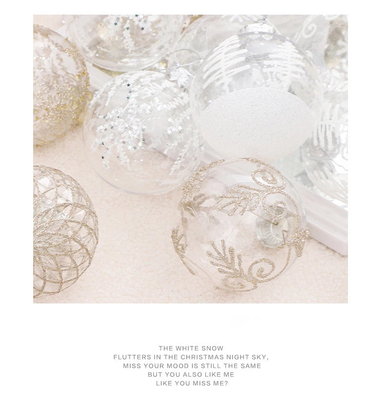 Set di palline di Natale per feste infrangibili trasparenti da 8 cm.