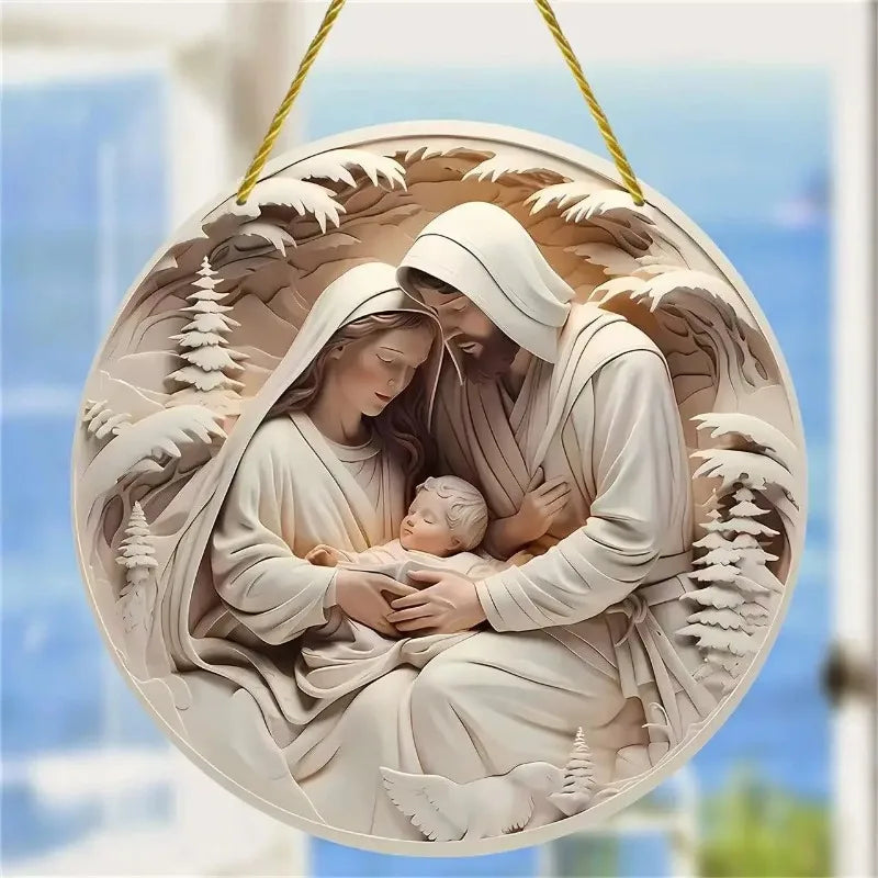 Decorazione per albero di Natale 3D di Gesù Cristo nella notte santa di Natale