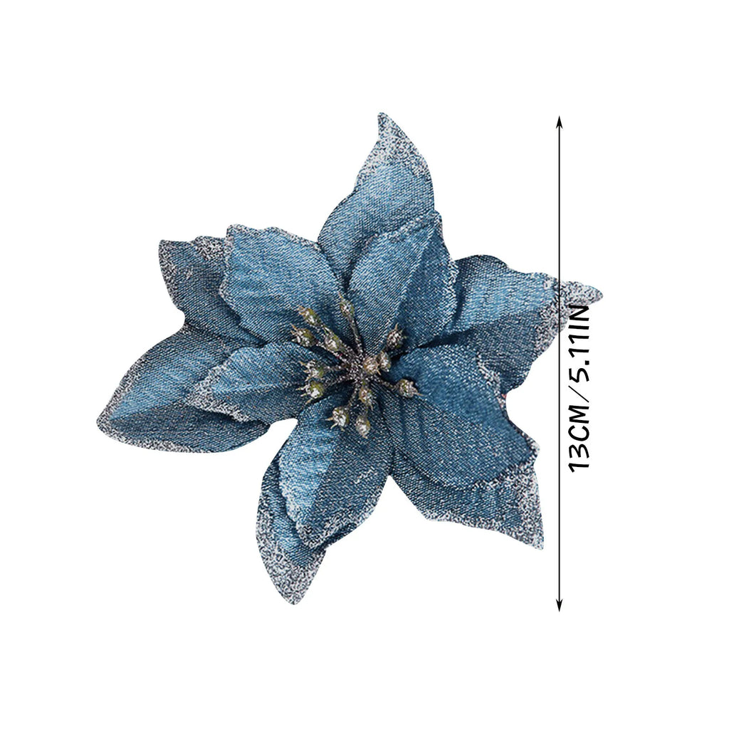 Fiori di Natale artificiali 12 pezzi di ornamenti glitterati