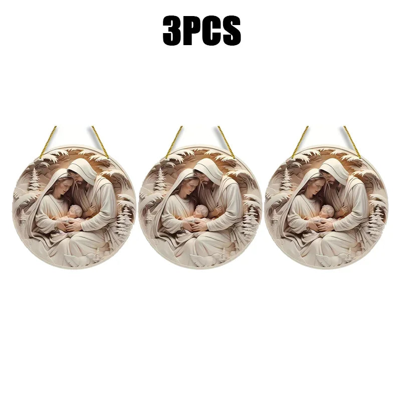 Decorazione per albero di Natale 3D di Gesù Cristo nella notte santa di Natale