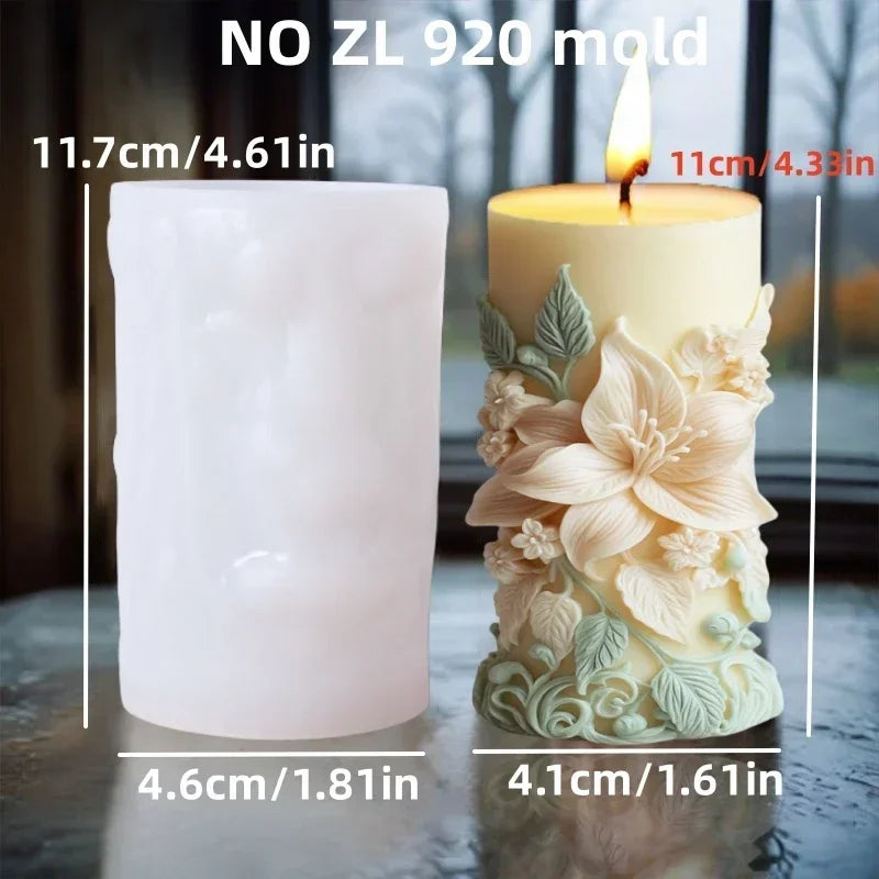Stampo in silicone per candele cilindriche in gesso a forma di fiore di lavanda