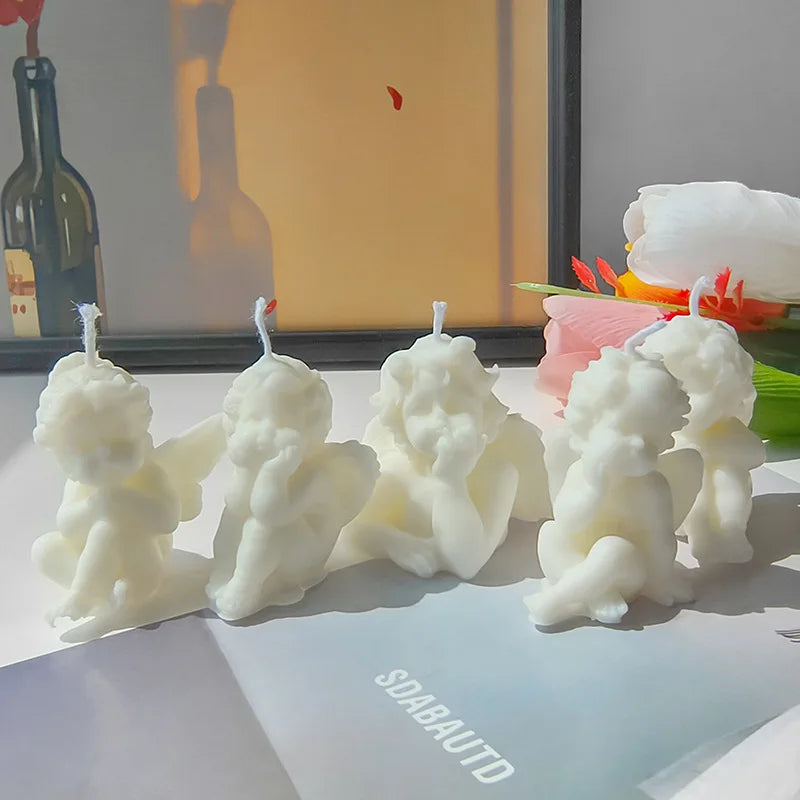 Stampo in silicone a forma di angelo per realizzare candele per aromaterapia in gesso.