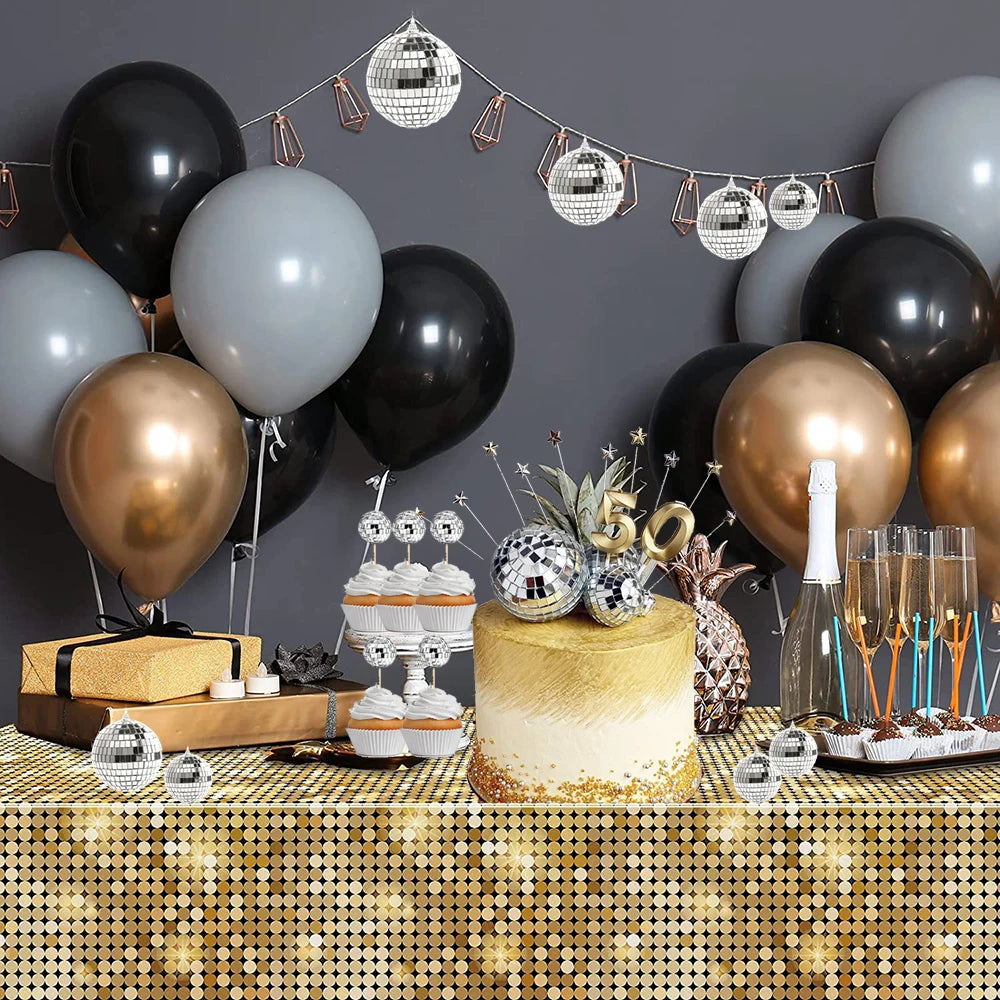 Bola de discoteca de espejos, decoración para fiestas de los años 70, reflectante, colgante, de 2 a 10 cm