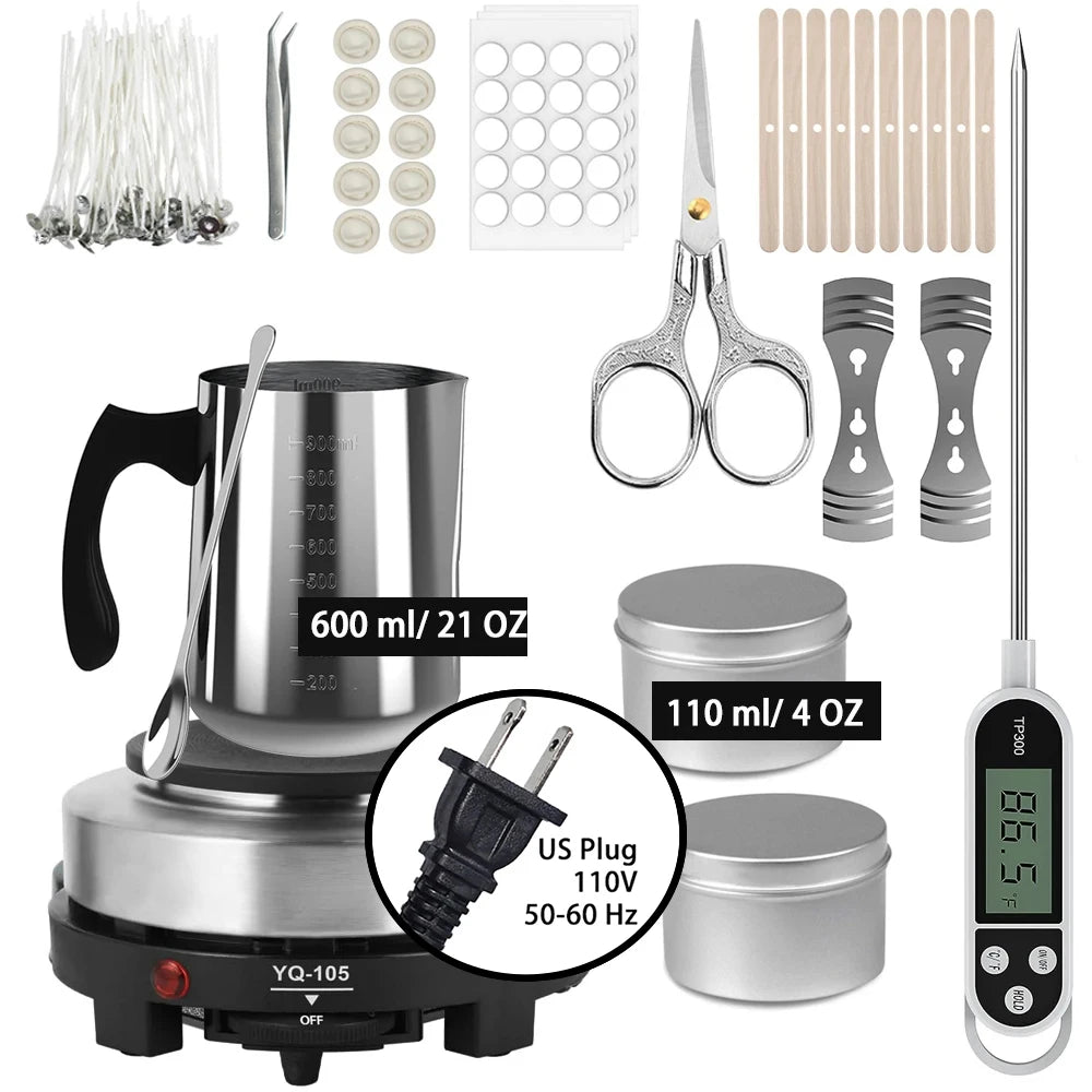 Kit per la fabbricazione di candele con fornello elettronico da 500 W, set di strumenti per principianti con crogiolo