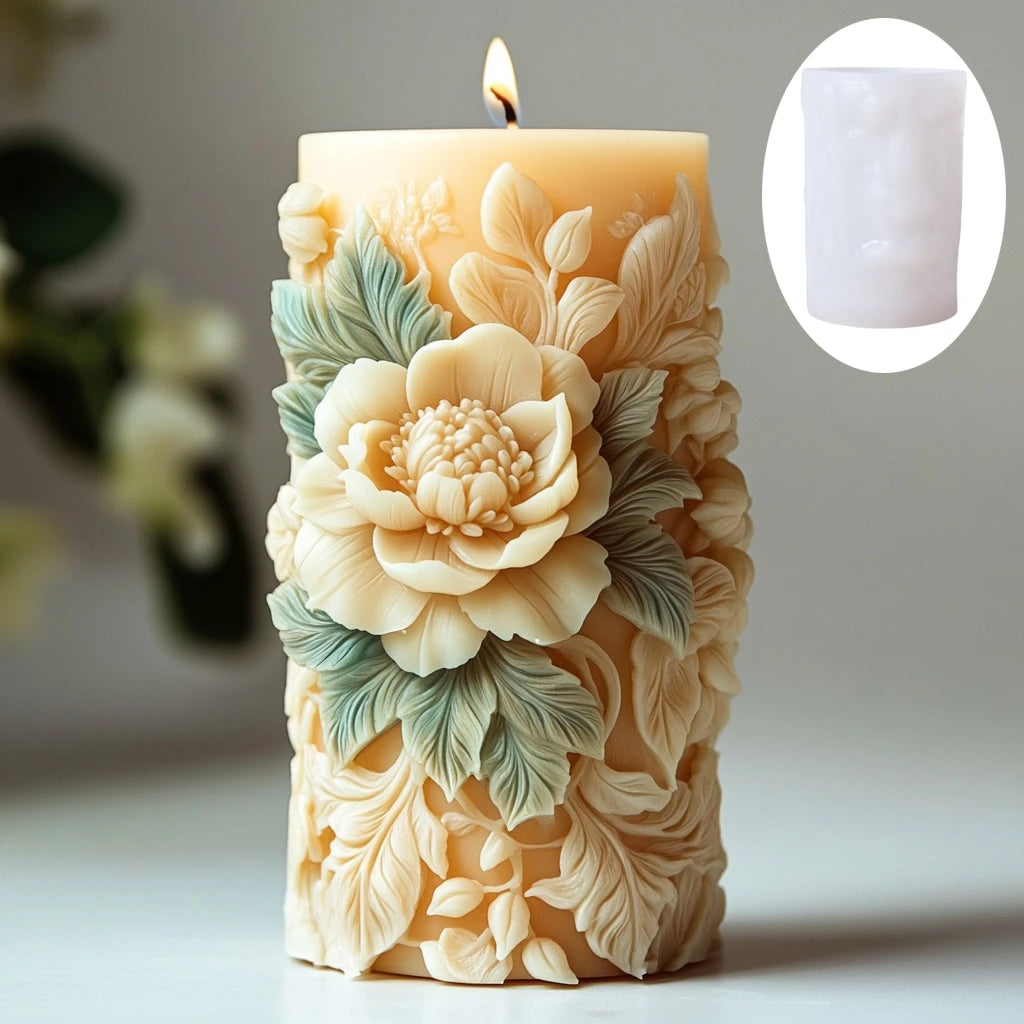 Stampo in silicone per candele cilindriche in gesso a forma di fiore di lavanda