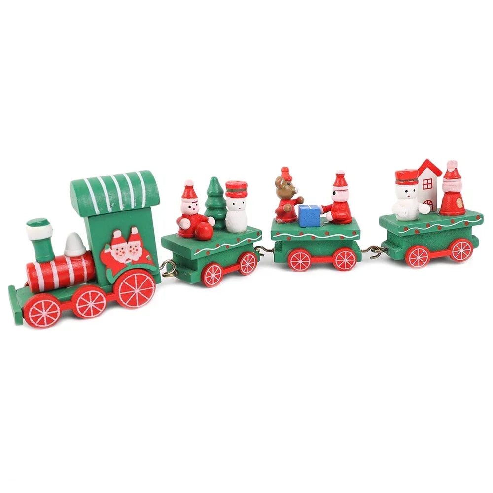 Decorazioni natalizie a forma di treno in legno, decorazione per torta di Babbo Natale