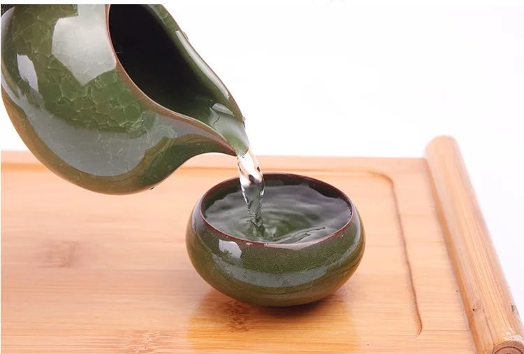 Portacandele in ceramica fatto a mano con motivo a crepe di ghiaccio