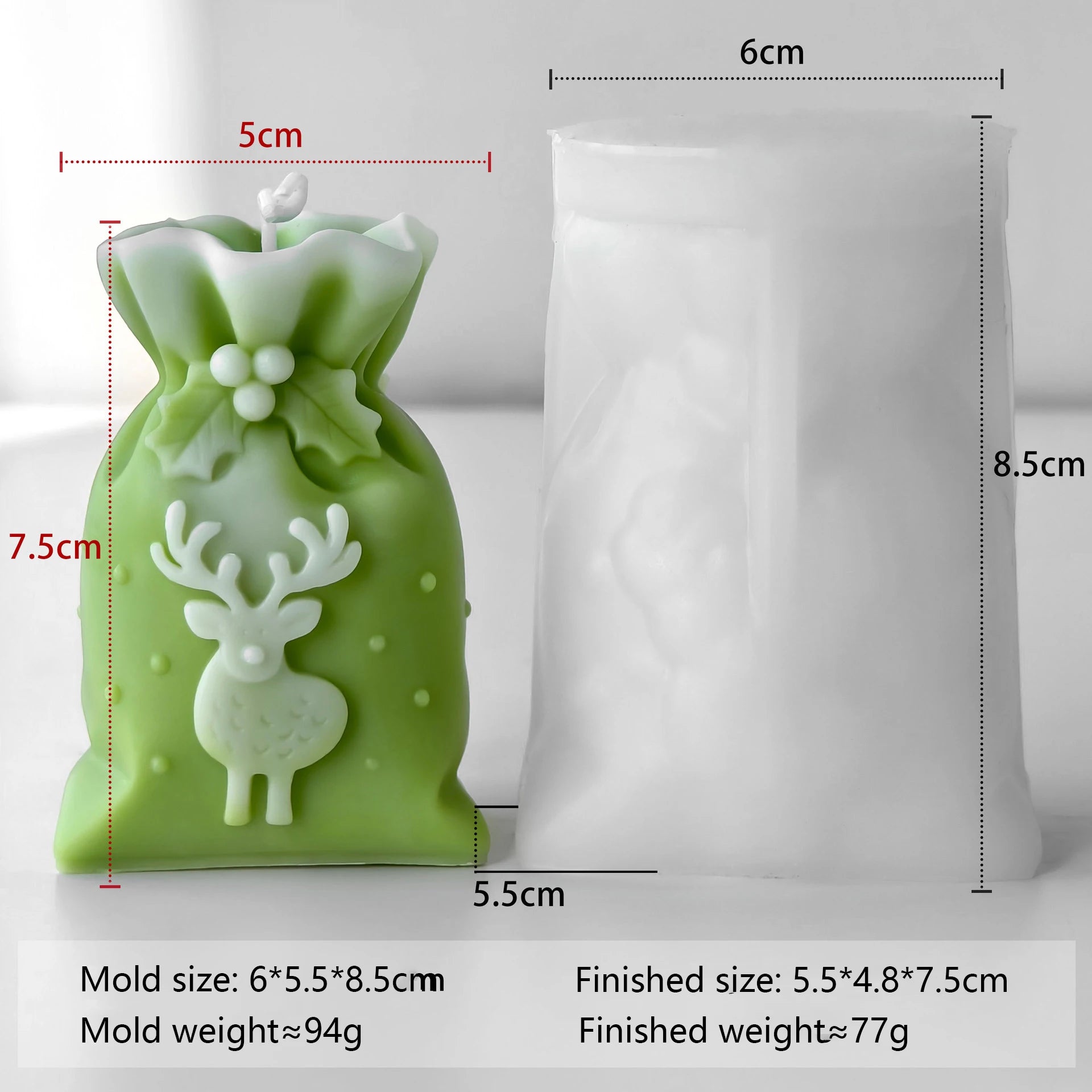 Stampo in silicone per candele a forma di sacchetto regalo di Natale