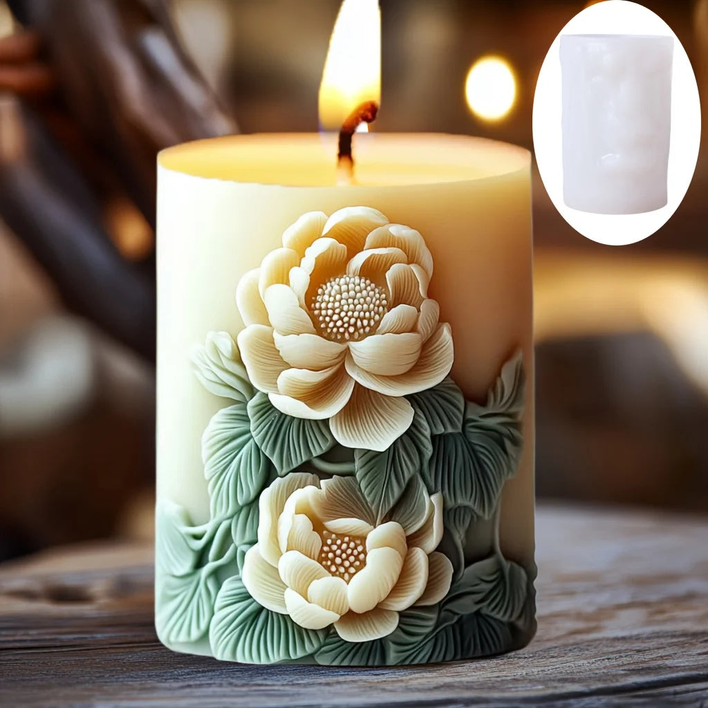 Stampo in silicone per candele cilindriche in gesso a forma di fiore di lavanda