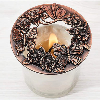 Candela antica a forma di farfalla, coperchio per barattolo, argento/oro/bronzo