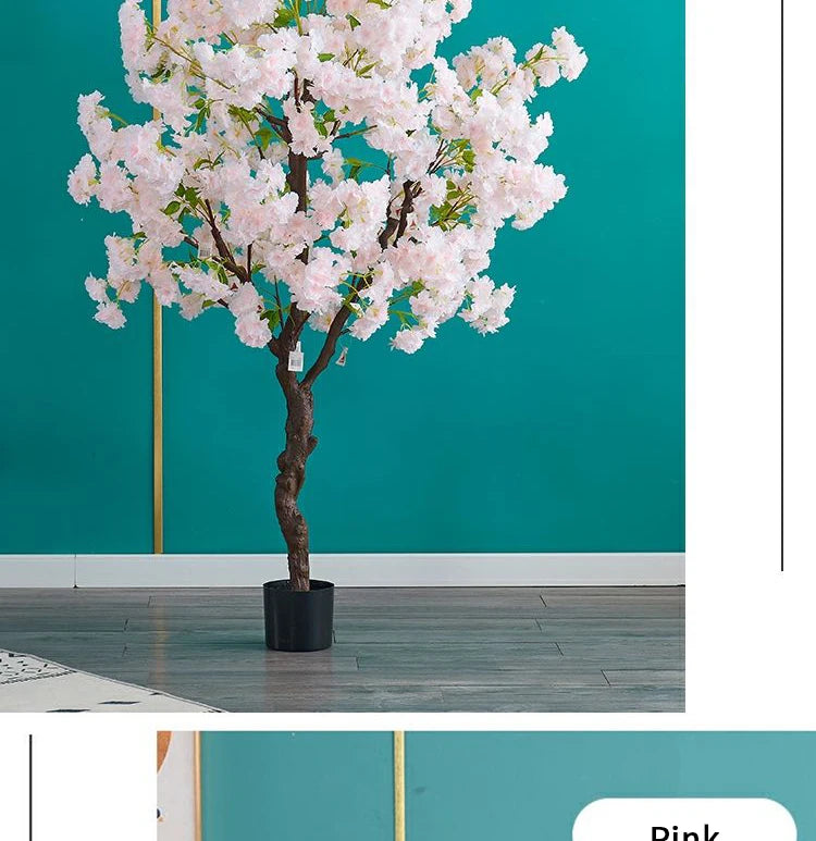 Hojas de bonsái de árbol de flor de cerezo artificial para decoración de eventos, hogar u oficina.