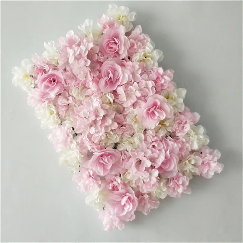 Sfondo decorativo per pareti con fiori artificiali di rose di seta rosa