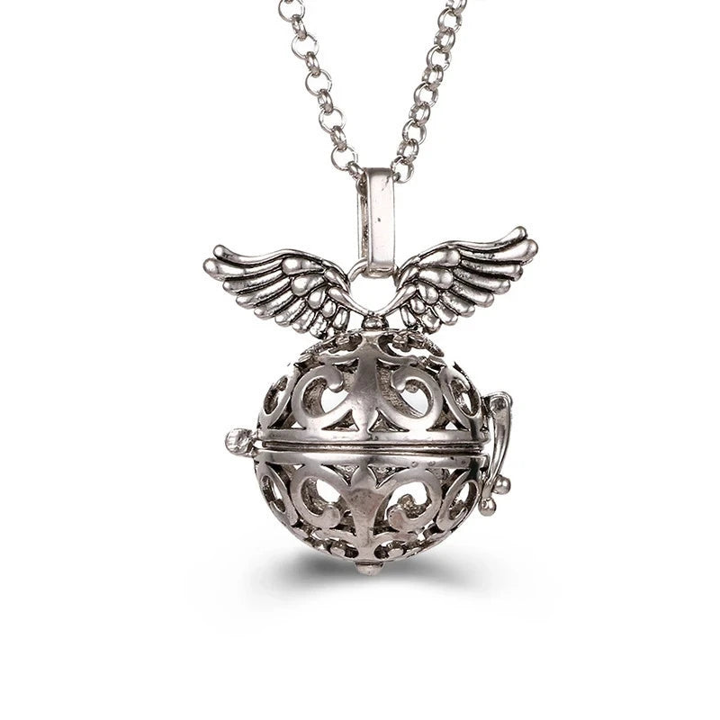 Collana con medaglione, campanellino musicale Mexico Chime, chiamata a sfera degli angeli, collana vintage per gravidanza, diffusore di oli essenziali per aromaterapia, accessori