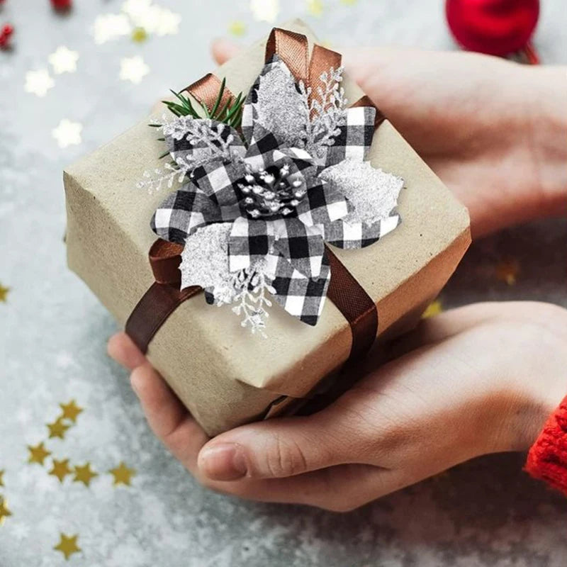 Fiori artificiali di Natale glitterati 5 pezzi