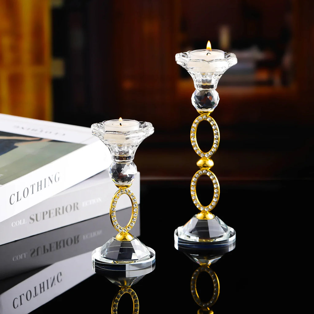Portacandele in cristallo, eleganti.
