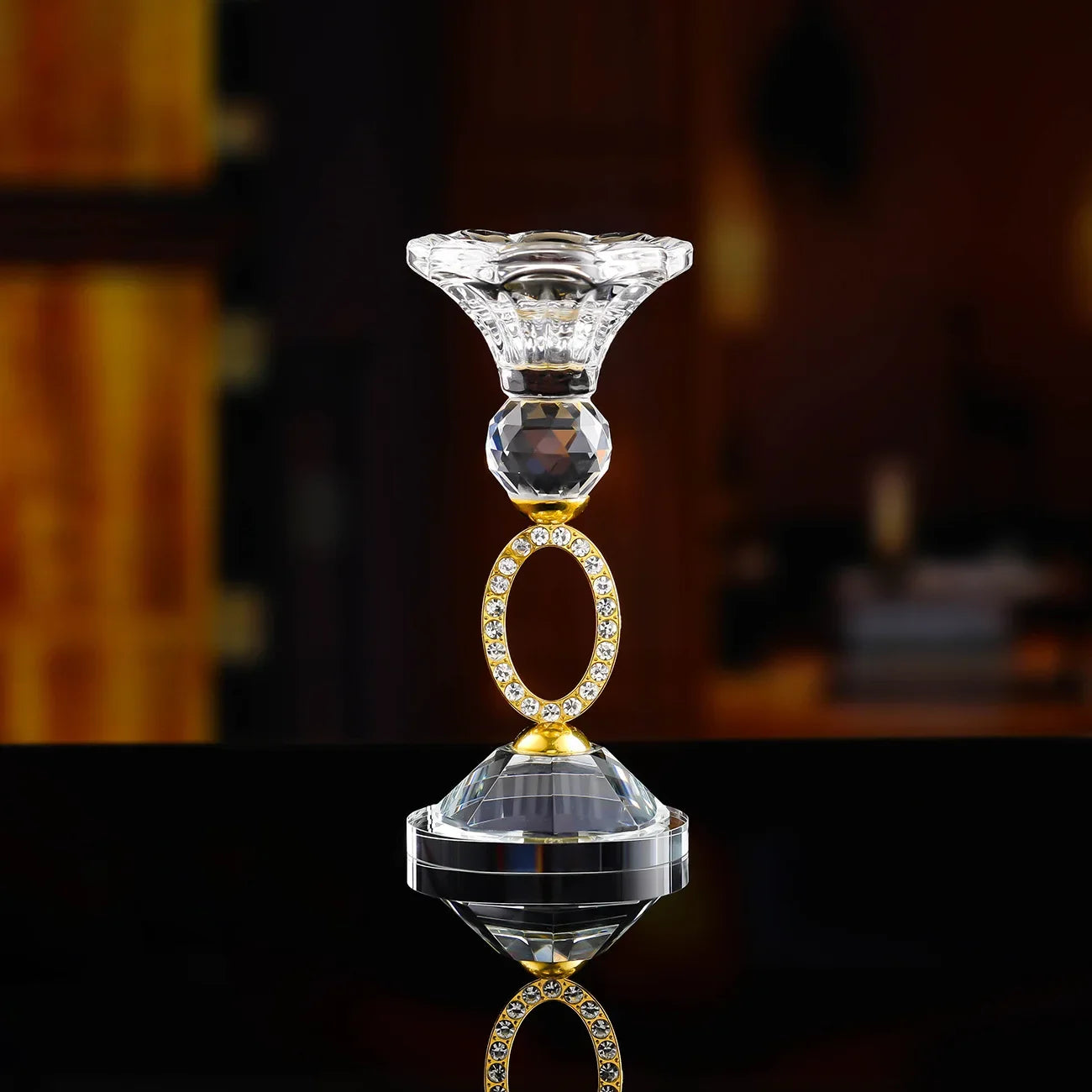 Portacandele in cristallo, eleganti.