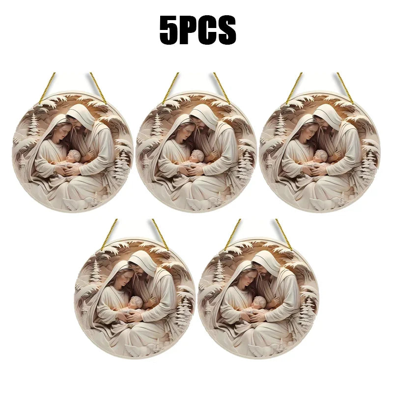 Decorazione per albero di Natale 3D di Gesù Cristo nella notte santa di Natale