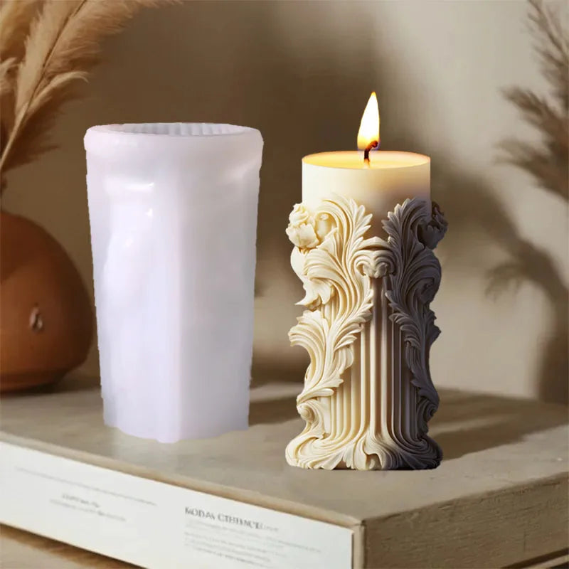 Stampo in silicone per candele cilindriche in gesso a forma di fiore di lavanda