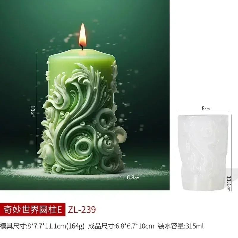Stampo in silicone per candele cilindriche in gesso a forma di fiore di lavanda