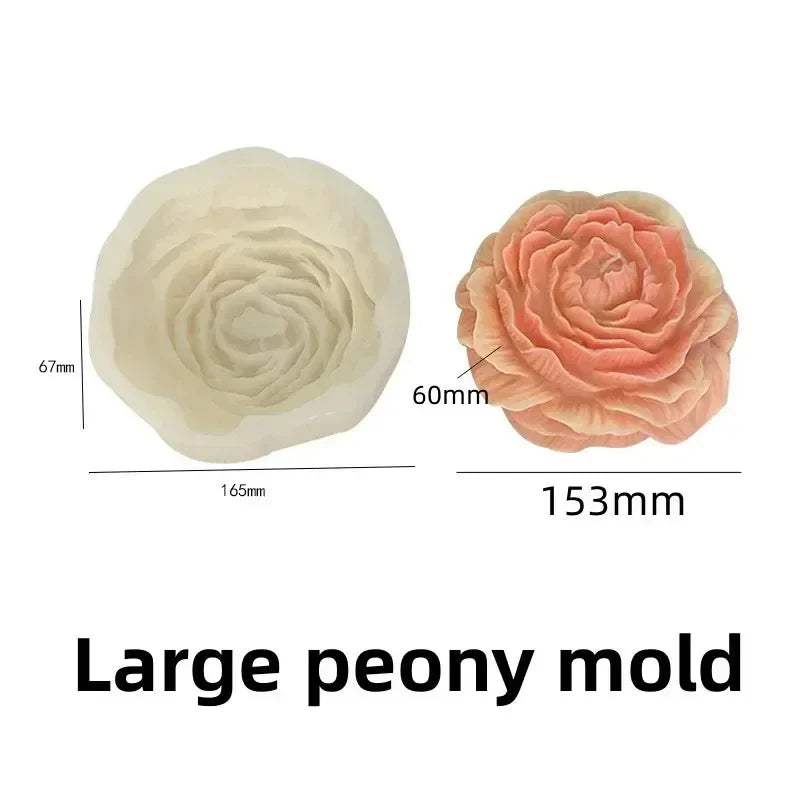 Grande stampo in silicone 3D per candela a forma di fiore di peonia