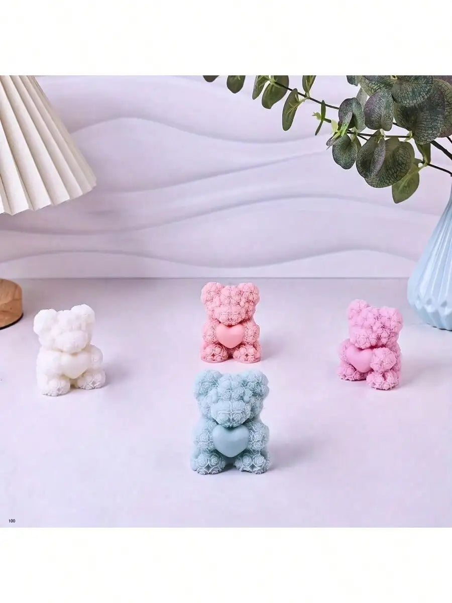 Stampo a forma di cuore a forma di orsetto rosa per la realizzazione di candele
