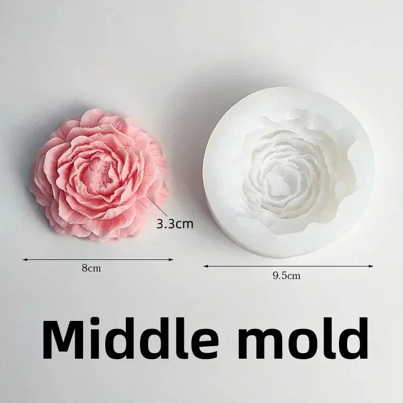 Grande stampo in silicone 3D per candela a forma di fiore di peonia
