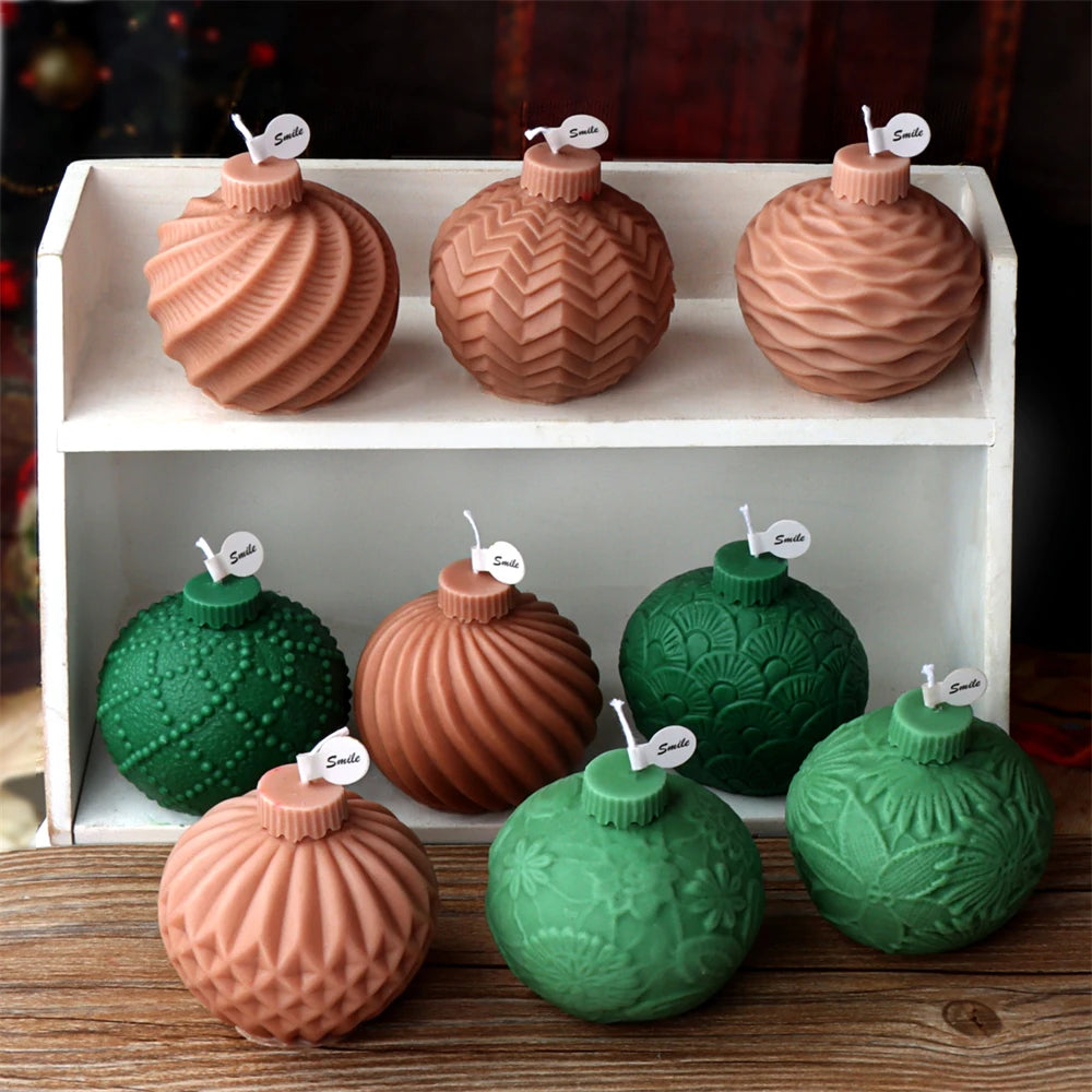 Christmas Ball Silicone Candle Mold 3D Geometric Sphere Aromatherapy.