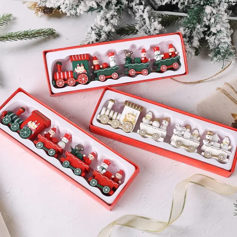 Decorazioni natalizie a forma di treno in legno, decorazione per torta di Babbo Natale