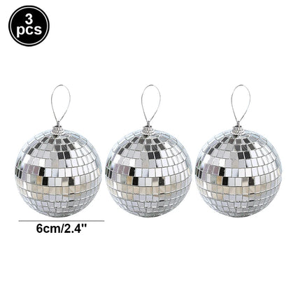 Palla da discoteca a specchio, decorazione per feste anni '70, riflettente, da appendere, 2-10 cm