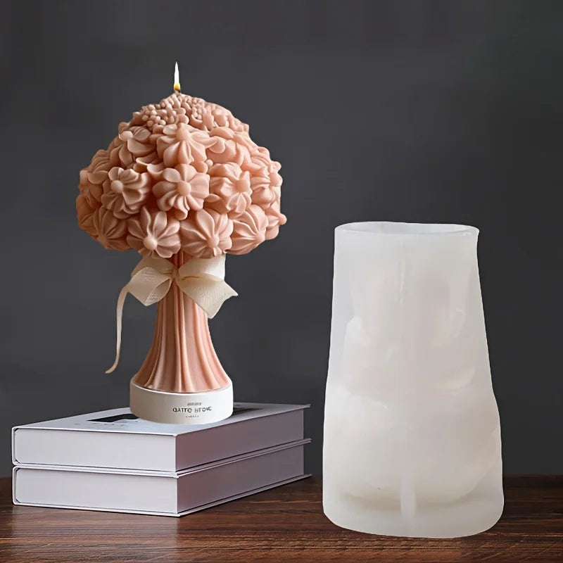 Grande stampo in silicone 3D per candela a forma di fiore di peonia