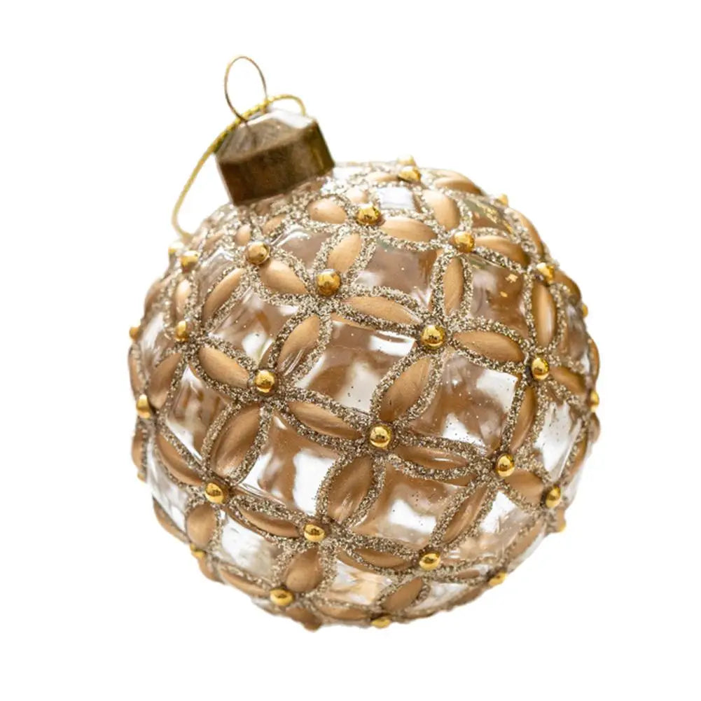 Decorazioni per l'albero di Natale, palline di vetro glitterate.