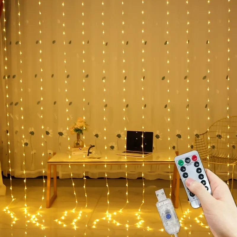 Luci di Natale per feste di compleanno, decorazione da parete a LED, 8 modalità, 3/6M.