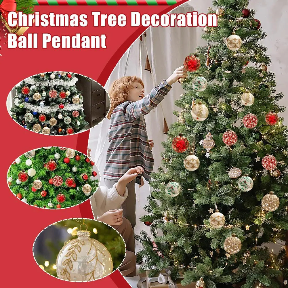 Decorazioni per l'albero di Natale, palline di vetro glitterate.