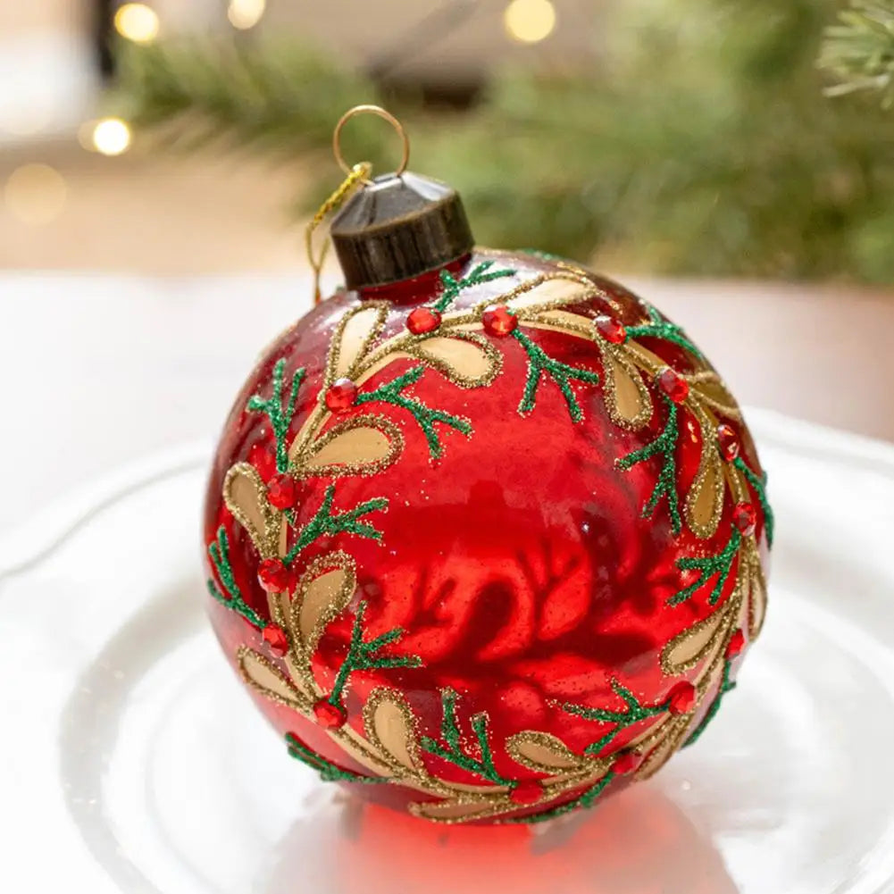 Decorazioni per l'albero di Natale, palline di vetro glitterate.