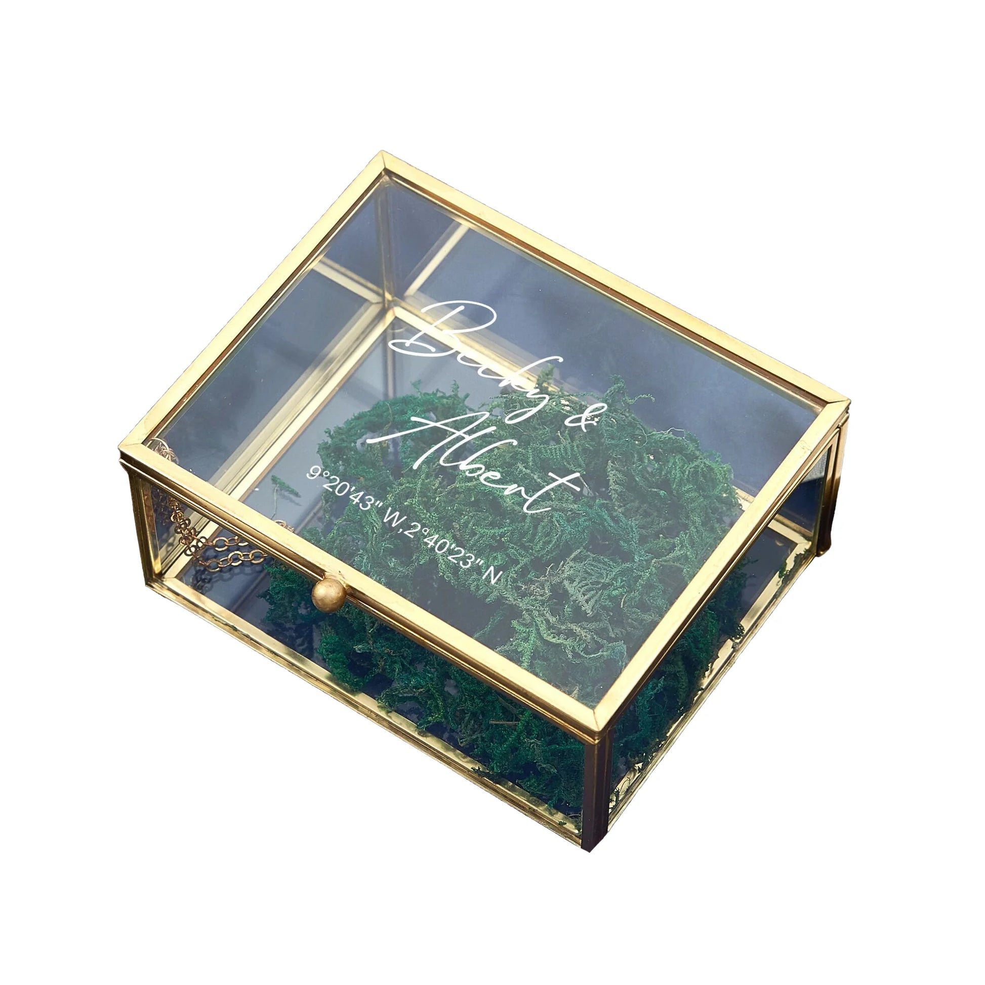 Personalisierte rechteckige Ringbox aus Glas, nur Box